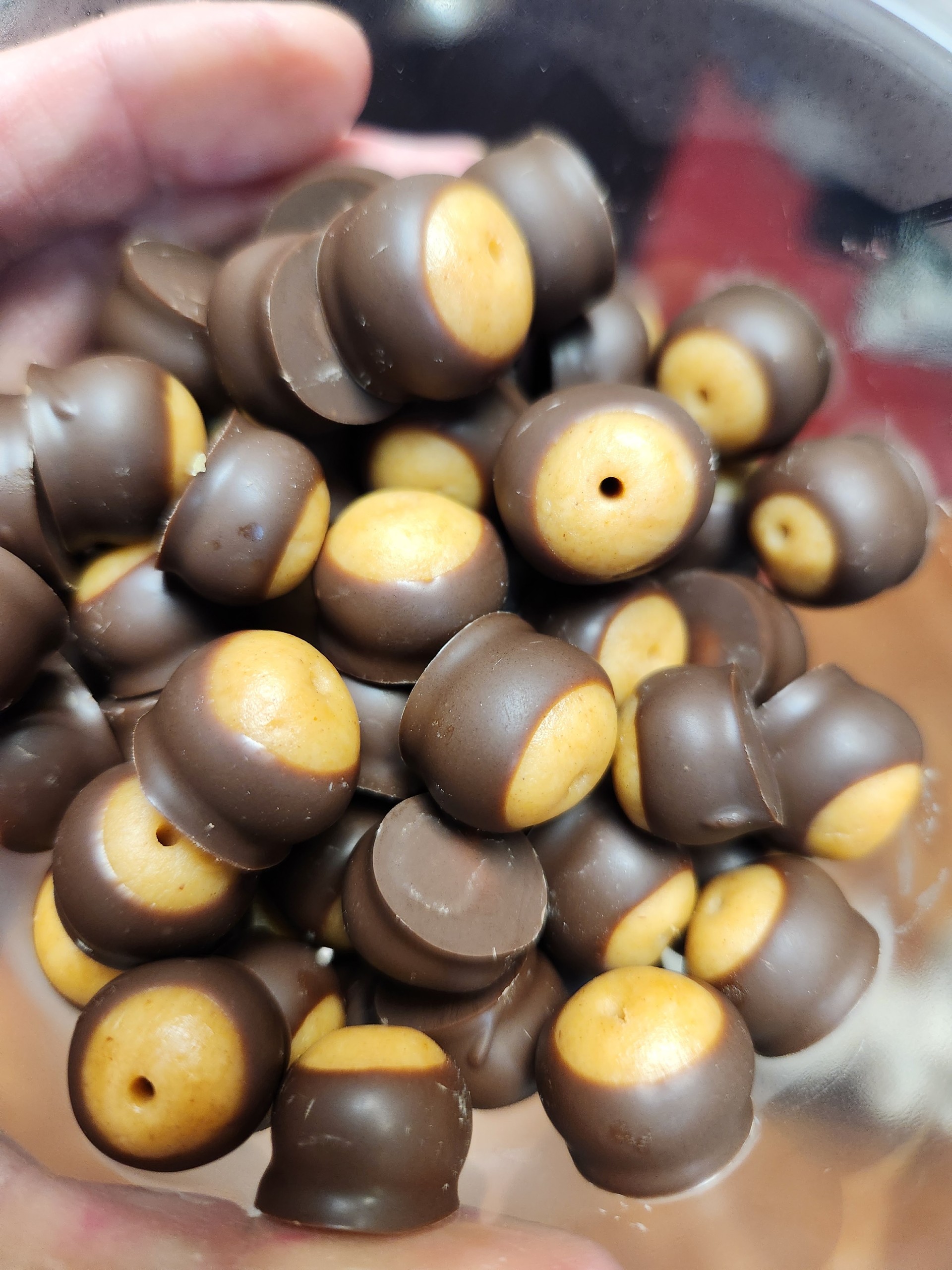 Mini homemade chocolate Buckeyes