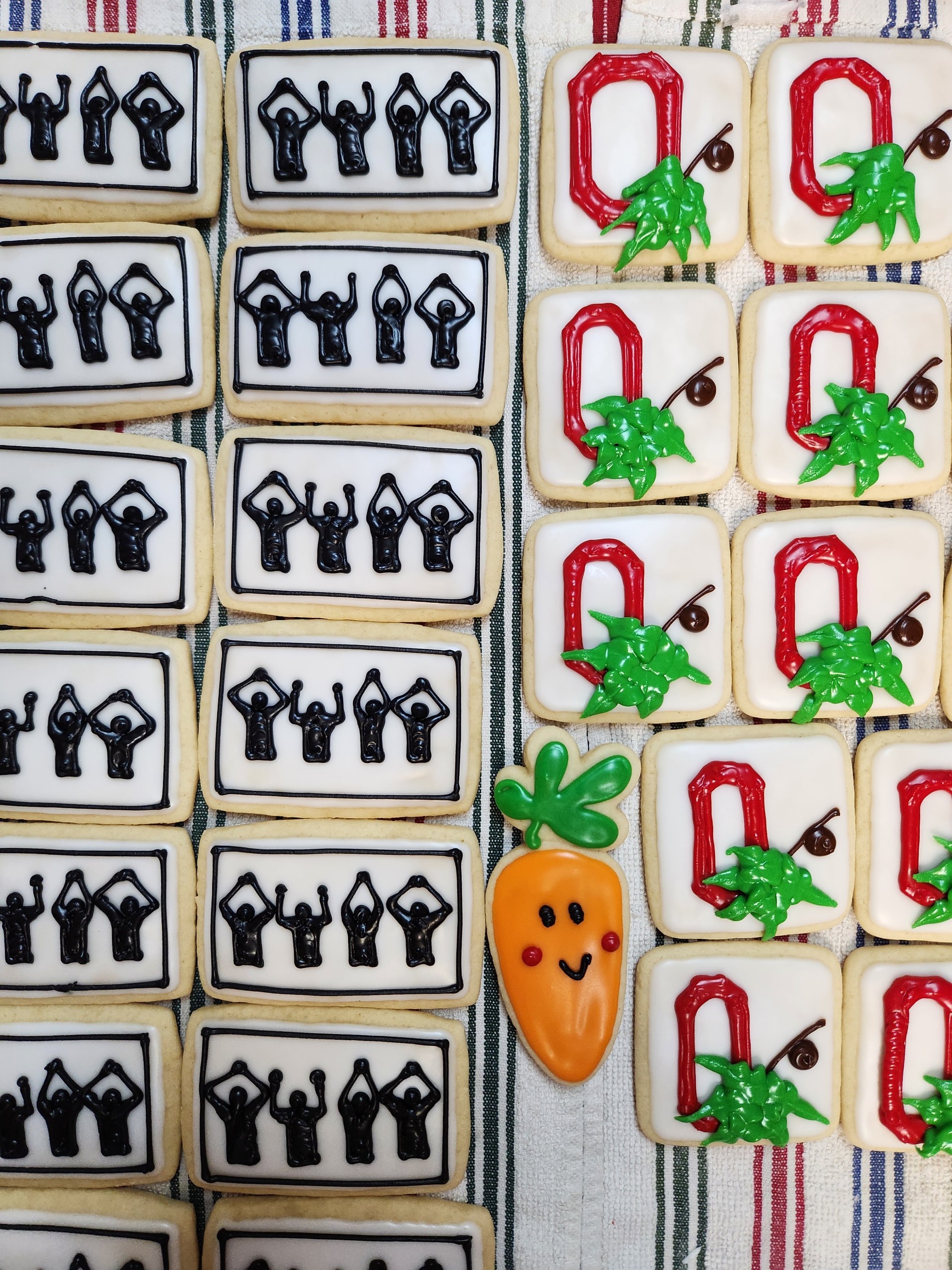 Ohio State themed decorated cookies