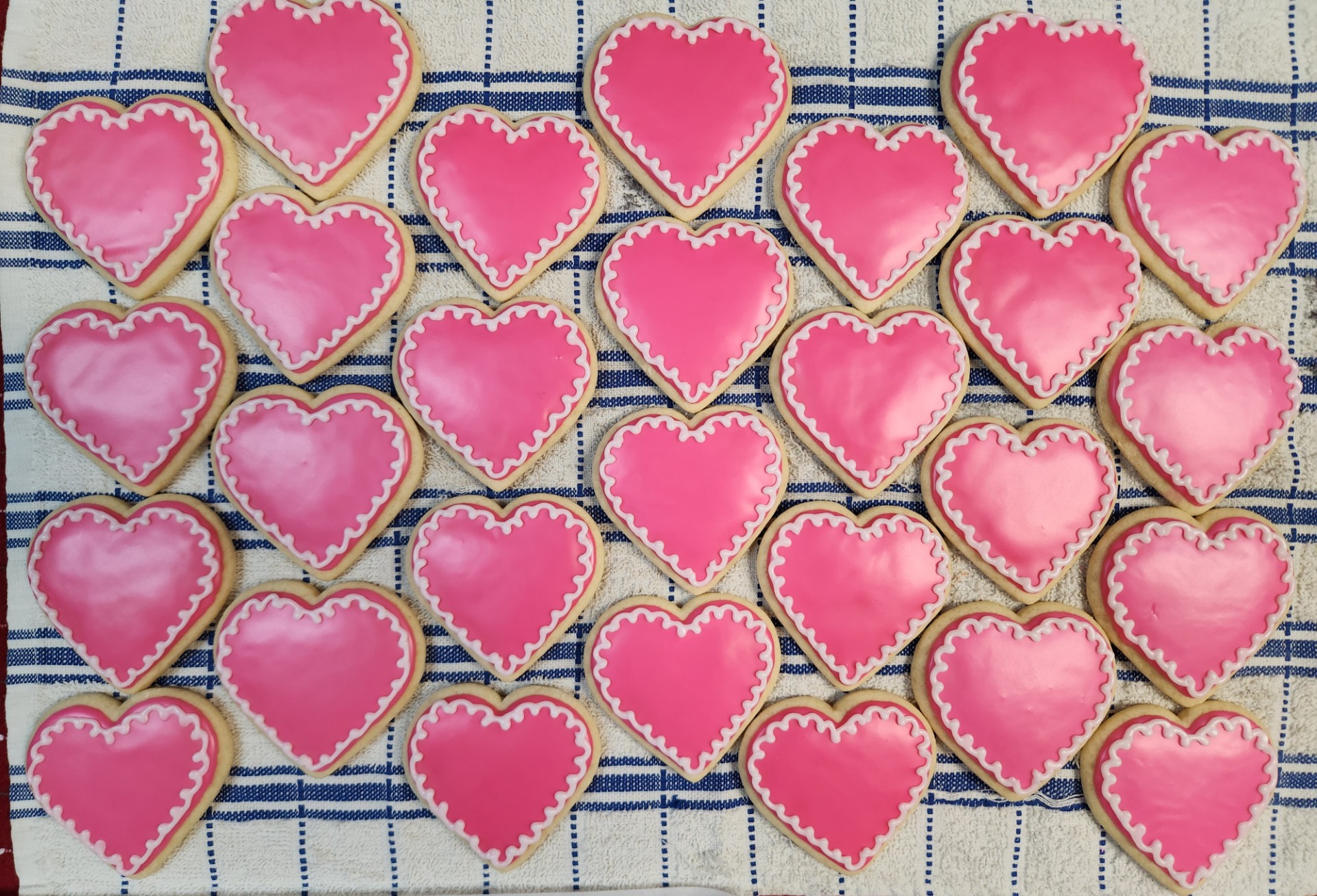 Pink heart decorated cookies