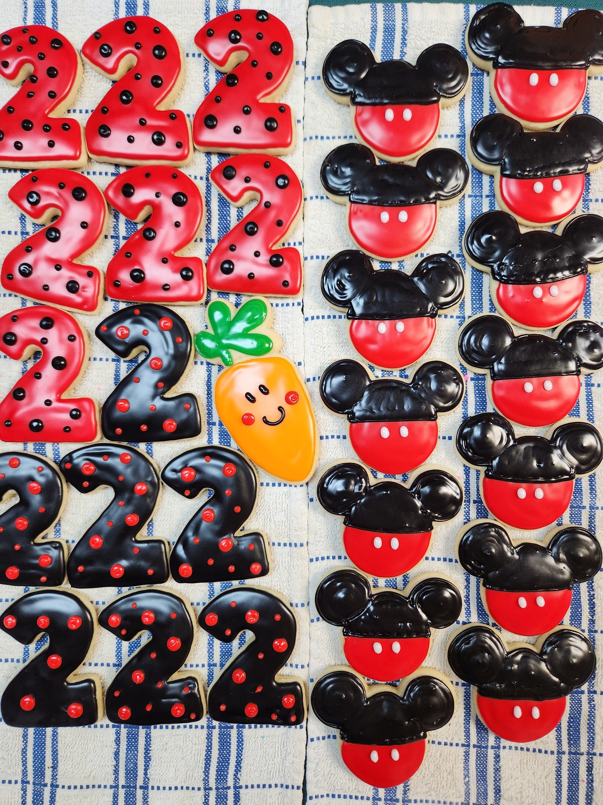 Red and black second birthday decorated cookies